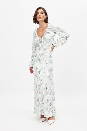 Wallpaper Floral Jersey Maxikleid mit Ballonärmeln