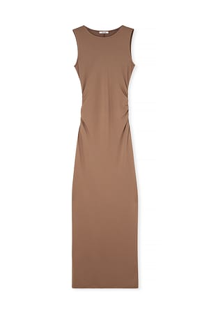 Taupe Maxikjole i jersey uten ermer