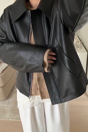 Black Short Faux Leather Jacket