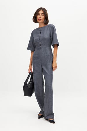 Grey Jumpsuit med korte ermer