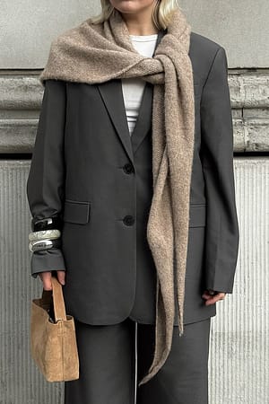 Dark Grey Americana oversize mezcla de tejido