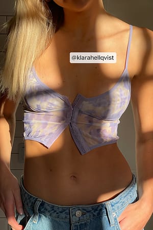 Lilac Print Triangle Mesh Corset