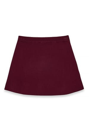 Burgundy A-Linien-Minirock aus Strickstoff