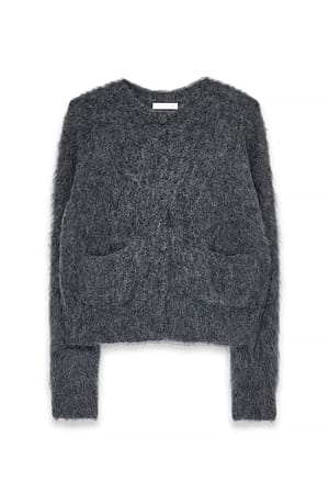 Mid Grey Strikket cardigan i alpaka-bomuld