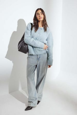 Light Blue Strickjacke aus Alpaka-Mix