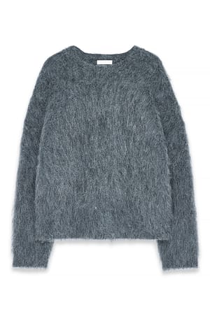 Mid Grey Oversized strikket trøje i alpacablanding