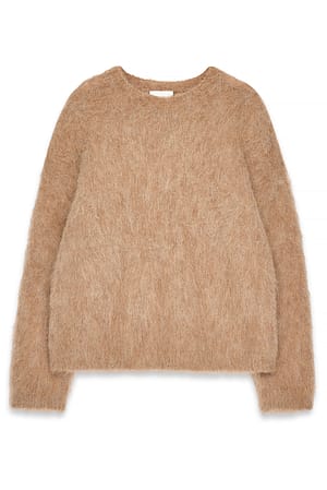 Camel Jersey de punto de mezcla de alpaca oversize