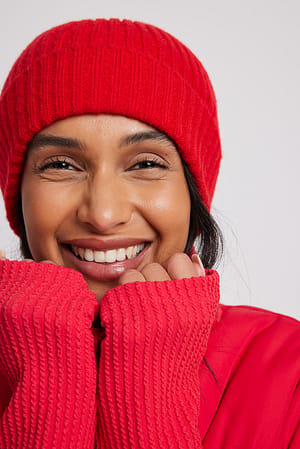 Red Knitted Beanie