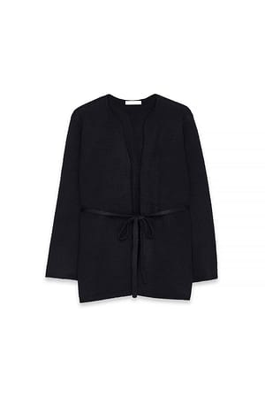 Black Strikket cardigan med bælte