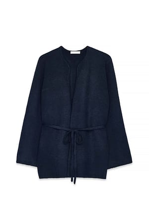 Navy Strikket cardigan med bælte
