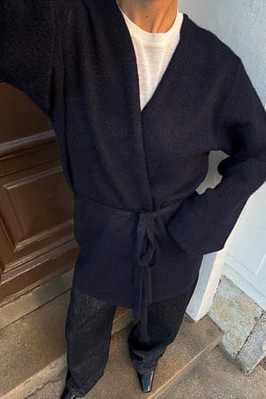 Navy Strick-Cardigan mit Gürtel