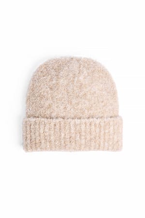 Beige Beanie-Mütze