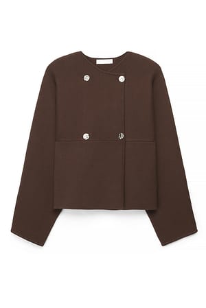 Brown Strikket cardigan med knapdetalje