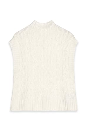 White Cable-Strickweste