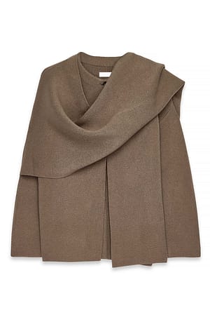 Taupe Knitted Cape Cardigan