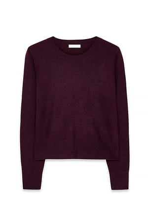 Plum Knitted Cashmere Round Neck Sweater