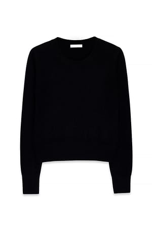 Black Knitted Cashmere Round Neck Sweater