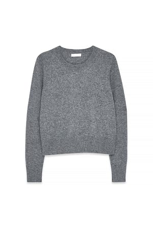 Grey Strikket genser i kasjmir med rund hals