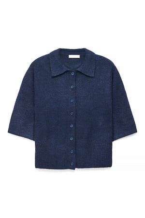 Navy Strickjacke mit Kragen