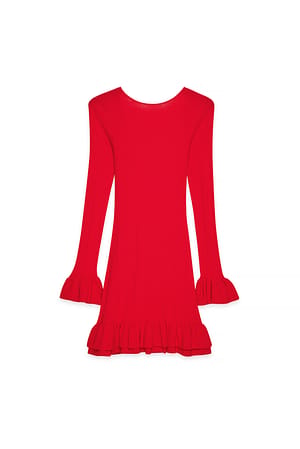 Red Vestido mini de punto con volantes