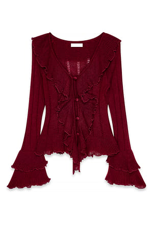 Red Strickpullover mit Volantdetail