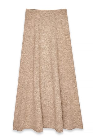 Beige Strickmaxirock