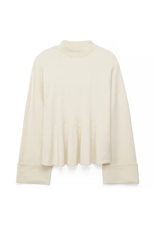 Offwhite Strikket genser med omslagsermer