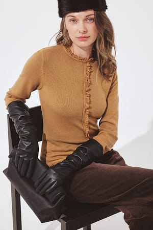 Camel Stricktop mit Fransendetail