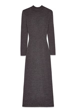 Dark Plum Polo-Maxikleid aus Strick mit Glitzer