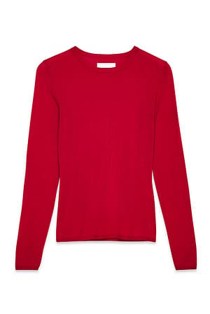 Red Strikket top i merinould med rund hals