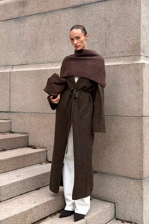 Brown Maxi-Strick-Cardigan