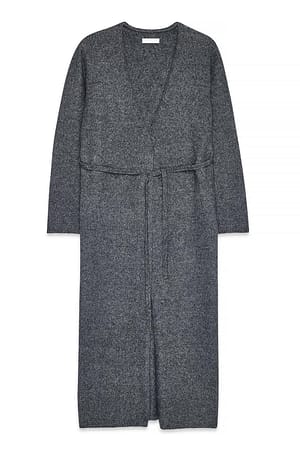 Grey Melange Strikket maxi cardigan