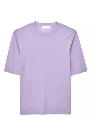 Lavender Strikket topp i merinoull med korte ermer