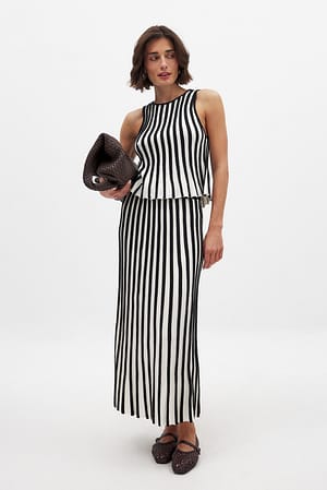 Black/White Knitted Midi Skirt
