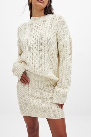 Offwhite Minifalda de punto