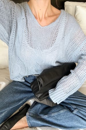 Light Blue Strikket sweater i mohairblanding
