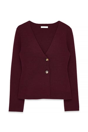 Burgundy Gebreid overslag vest