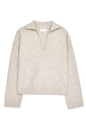 Beige Jersey de punto oversize con cuello