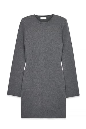Grey Gebreide mini-jurk met gewatteerde schouders