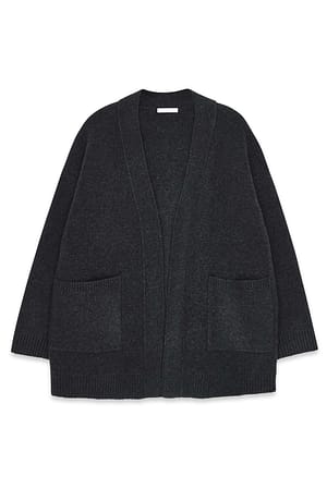Dark Grey Melange Strikket cardigan med lomme