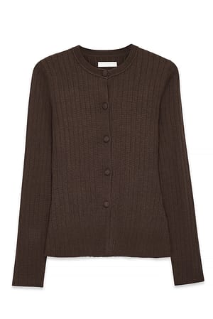 Brown Ribbet top med knapper