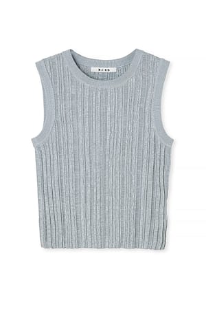 Grey Top de malla acanalado sin mangas