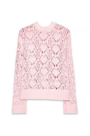 Pink Strikket genser med rund hals