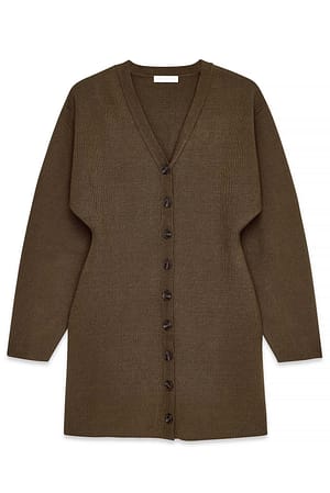 Brown Knitted Sculptural Mini Dress