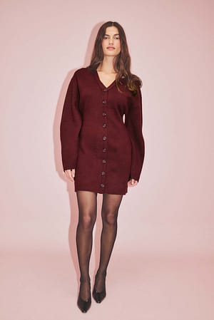 Burgundy Minivestido de punto con diseño escultural