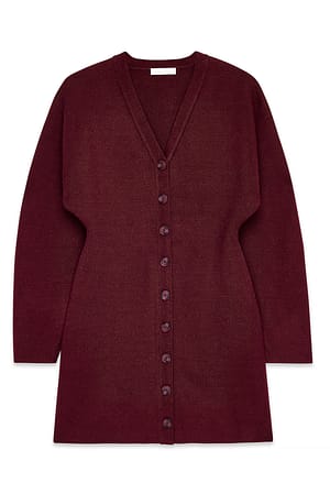 Burgundy Knitted Sculptural Mini Dress