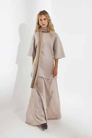 Light Mauve Falda maxi de punto vaporosa