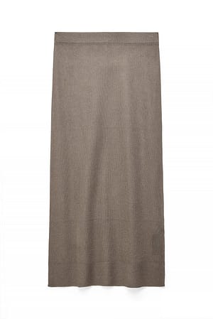 Brown Knitted Sheer Maxi Skirt