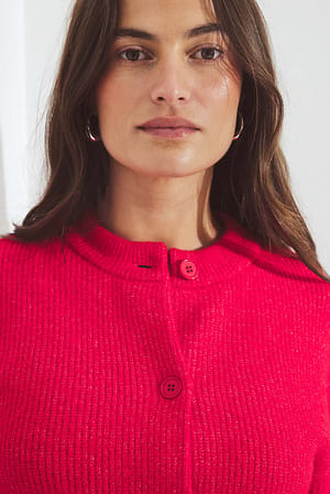Red Strikket cardigan med korte ermer