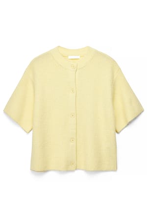 Light Yellow Strikket cardigan med korte ærmer
